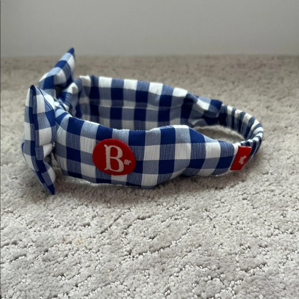 Blue and White Checkered Kids Bow Headband